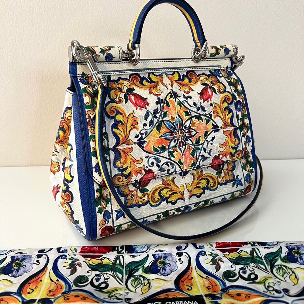 Authentic Dolce & Gabbana Floral Sicily Majolica Top Handle Bag- Like New